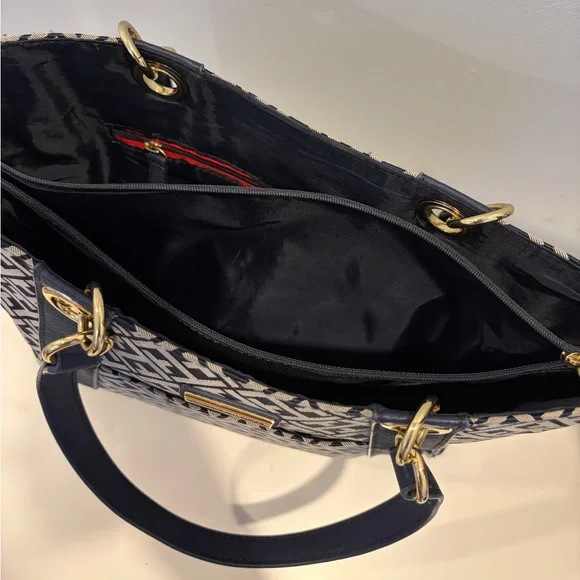 Tommy Hilfiger Navy Monogram Print Tote Handbag - Picture 5 of 5
